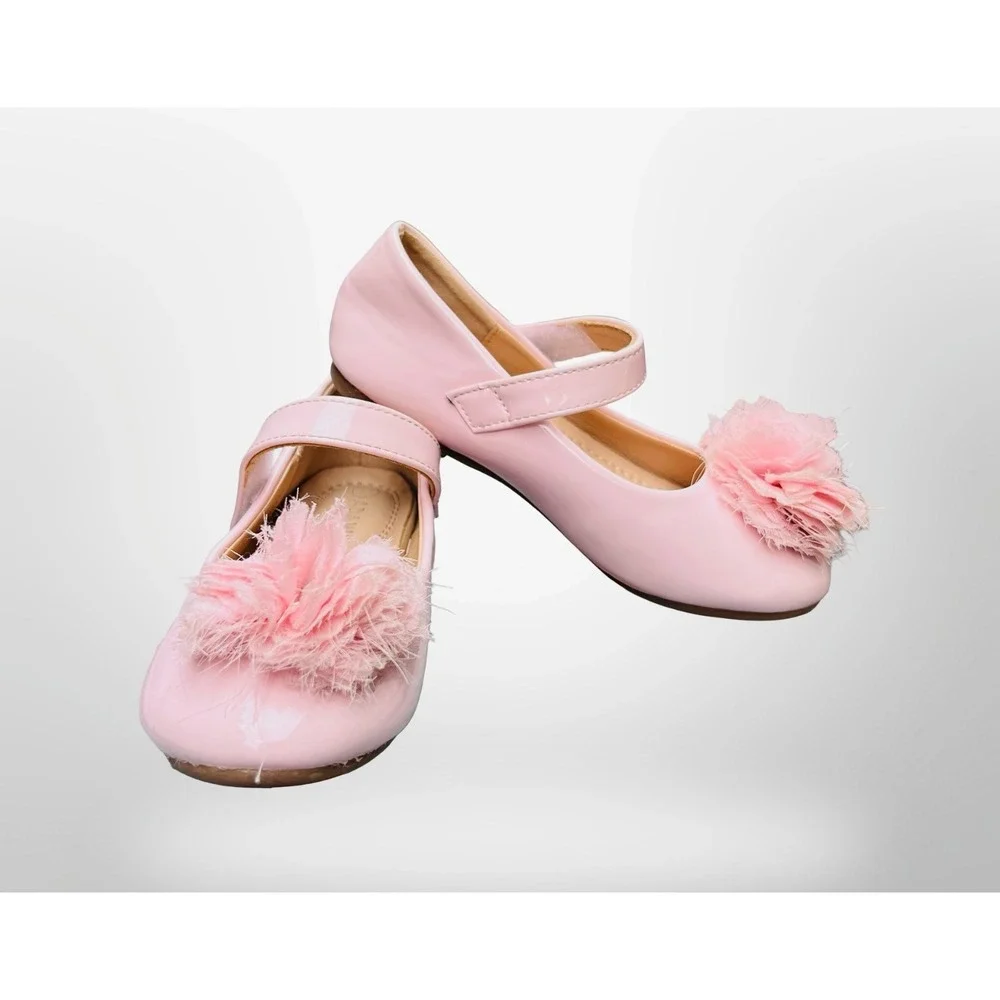 GUC ADAMUMU Toddler/Girl Mary Jane Ballet Flats Flower Embellishment Size 11